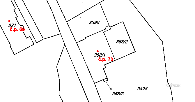 Hamry 73 na parcele st. 368/1 v KÚ Hamry na Šumavě, Katastrální mapa