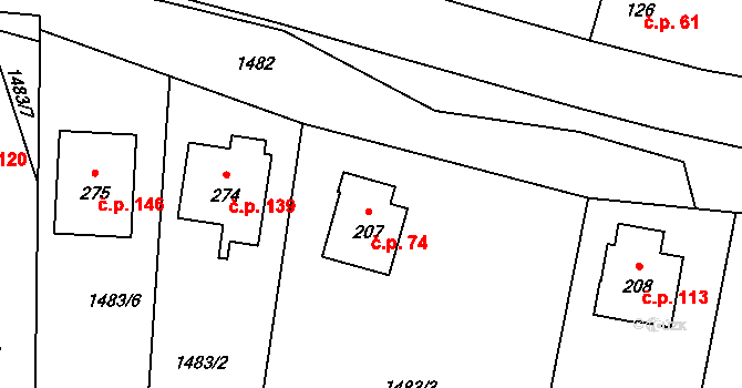 Olbramovice Ves 74, Olbramovice na parcele st. 207 v KÚ Olbramovice u Votic, Katastrální mapa