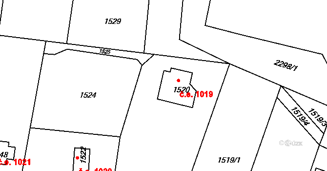 Krásné Pole 1019, Ostrava na parcele st. 1520 v KÚ Krásné Pole, Katastrální mapa