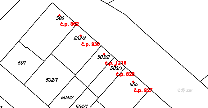 Mistřín 1215, Svatobořice-Mistřín na parcele st. 503/2 v KÚ Mistřín, Katastrální mapa