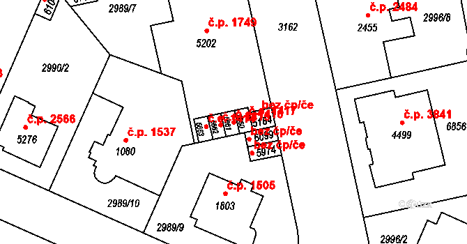 Zlín 1416 na parcele st. 5661 v KÚ Zlín, Katastrální mapa