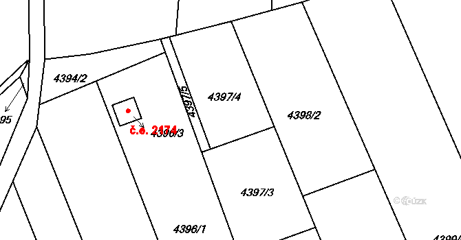Louny 323 na parcele st. 4397/4 v KÚ Louny, Katastrální mapa