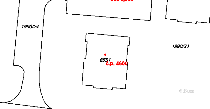 Zlín 4600 na parcele st. 6551 v KÚ Zlín, Katastrální mapa