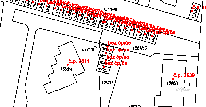 Teplice 42695325 na parcele st. 1567/11 v KÚ Teplice, Katastrální mapa