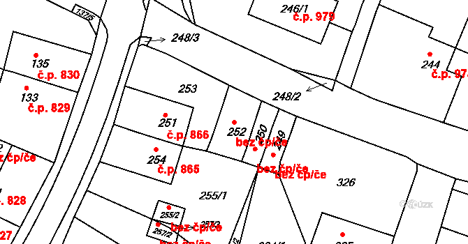 Jirkov 43314325 na parcele st. 252 v KÚ Jirkov, Katastrální mapa