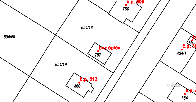 Řevničov 44431325 na parcele st. 787 v KÚ Řevničov, Katastrální mapa