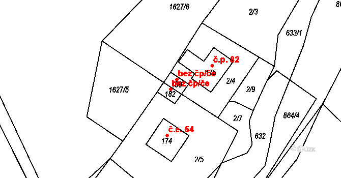 Jiřetín pod Jedlovou 45125325 na parcele st. 182 v KÚ Rozhled, Katastrální mapa