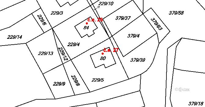 Křišťanovice 27, Záblatí na parcele st. 80 v KÚ Křišťanovice u Záblatí, Katastrální mapa