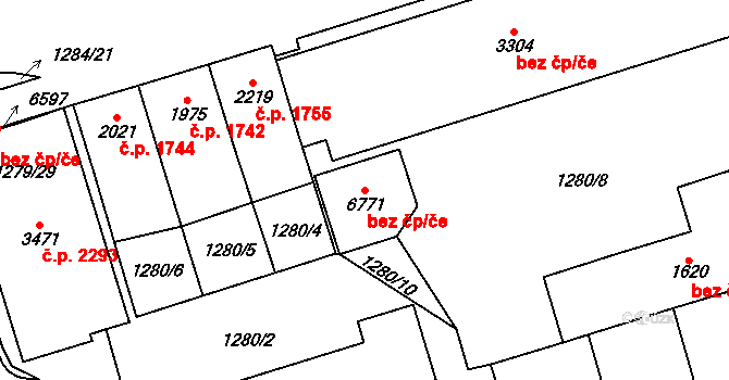 Cheb 47683325 na parcele st. 6771 v KÚ Cheb, Katastrální mapa