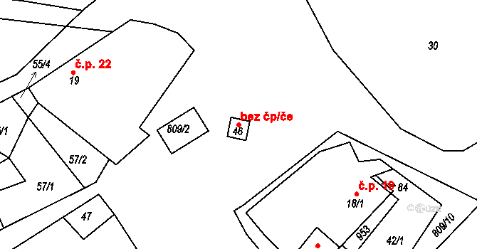 Vysoký Chlumec 50355325 na parcele st. 46 v KÚ Hrabří, Katastrální mapa