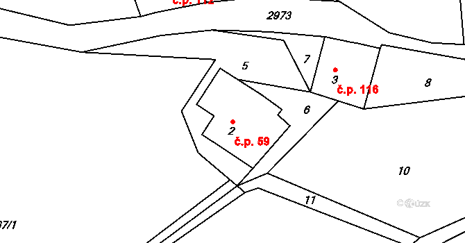 Česká Rybná 59, Proseč na parcele st. 2 v KÚ Česká Rybná, Katastrální mapa