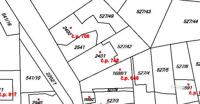 Beroun-Závodí 748, Beroun na parcele st. 2401 v KÚ Beroun, Katastrální mapa