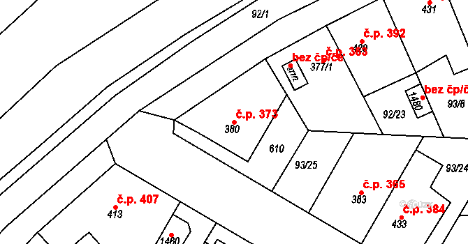 Mikovice 373, Kralupy nad Vltavou na parcele st. 380 v KÚ Mikovice u Kralup nad Vltavou, Katastrální mapa