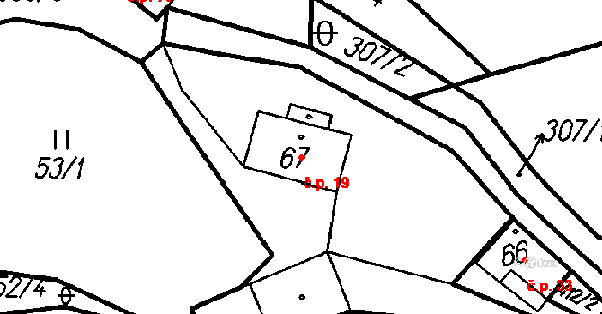 Chlistov 19 na parcele st. 67 v KÚ Chlistov, Katastrální mapa