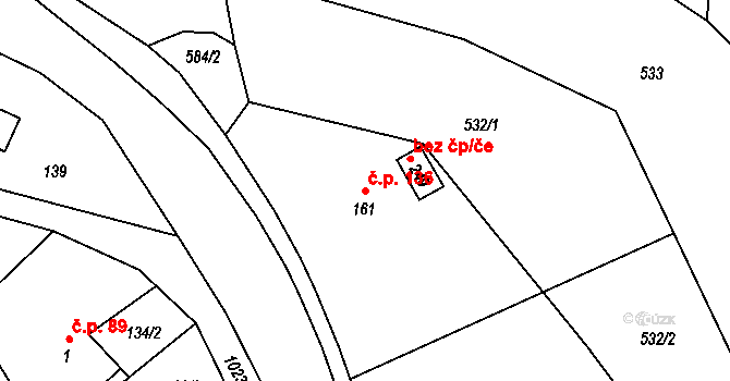 Bušín 136 na parcele st. 161 v KÚ Bušín, Katastrální mapa