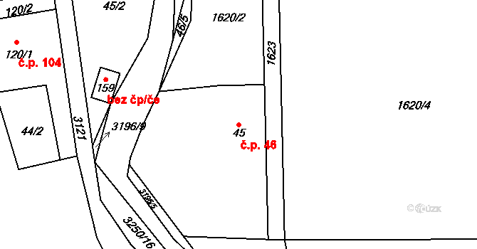 Lukavec 46, Fulnek na parcele st. 45 v KÚ Lukavec u Bílovce, Katastrální mapa