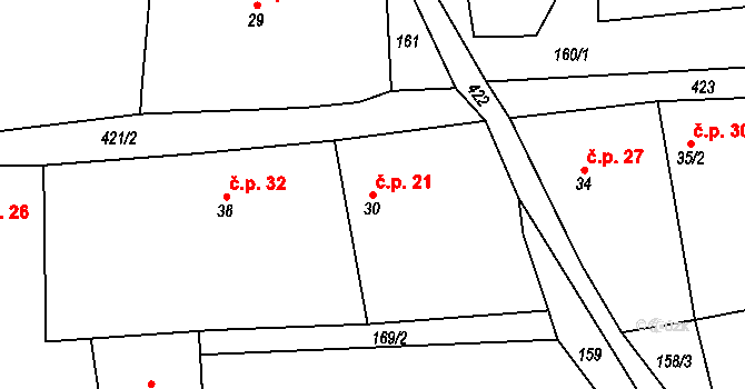 Veclov 21, Svojetín na parcele st. 30 v KÚ Veclov u Svojetína, Katastrální mapa