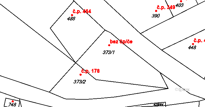 Kryry 9097325 na parcele st. 373/1 v KÚ Kryry, Katastrální mapa
