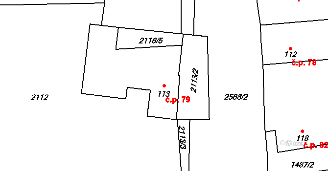 Stebno 79, Kryry na parcele st. 113 v KÚ Stebno u Petrohradu, Katastrální mapa