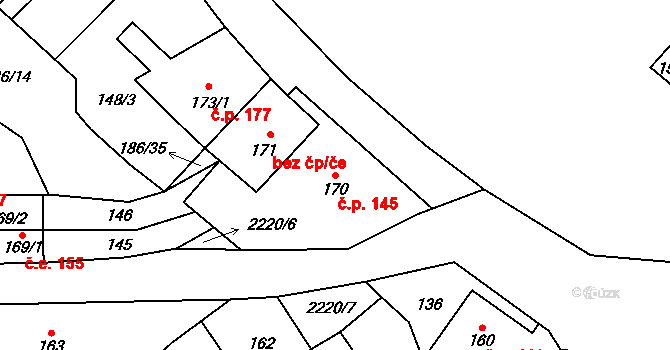 Lipnice nad Sázavou 145 na parcele st. 170 v KÚ Lipnice nad Sázavou, Katastrální mapa