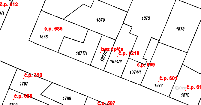Ratíškovice 96243325 na parcele st. 1877/2 v KÚ Ratíškovice, Katastrální mapa