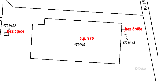Holice 975, Olomouc na parcele st. 1721/19 v KÚ Holice u Olomouce, Katastrální mapa