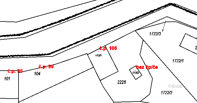 Plaveč 106 na parcele st. 113/1 v KÚ Plaveč, Katastrální mapa