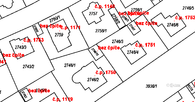 Praha 120347326 na parcele st. 2746/10 v KÚ Modřany, Katastrální mapa