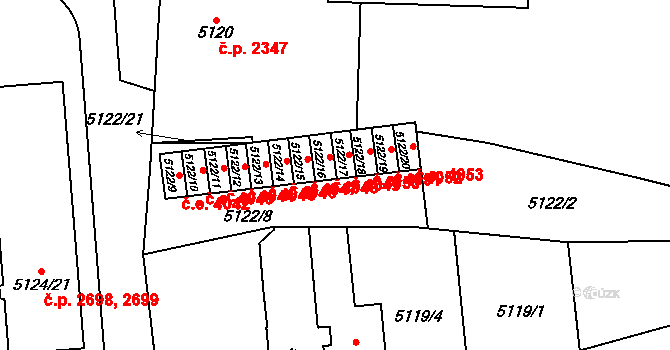 Jihlava 4050 na parcele st. 5122/17 v KÚ Jihlava, Katastrální mapa