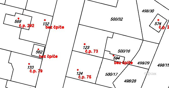 Sedlčánky 73, Čelákovice na parcele st. 123 v KÚ Sedlčánky, Katastrální mapa