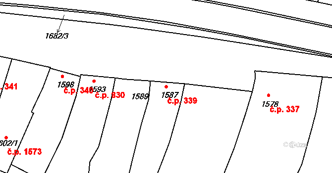 Bzenec 339 na parcele st. 1587 v KÚ Bzenec, Katastrální mapa