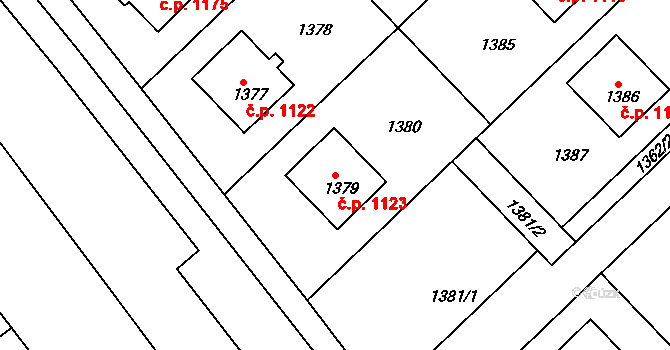 Rýmařov 1123 na parcele st. 1379 v KÚ Rýmařov, Katastrální mapa
