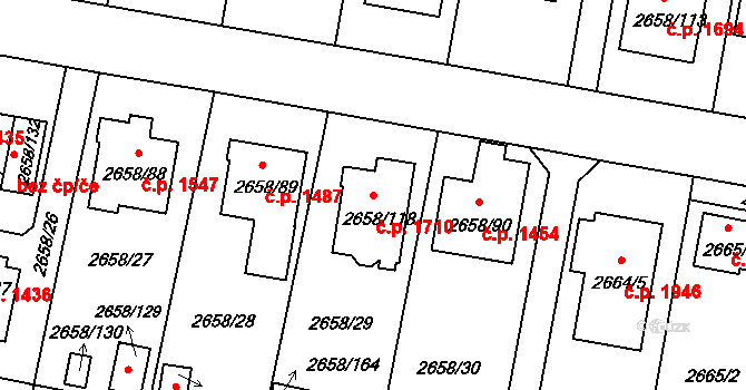 Benešov 1710 na parcele st. 2658/118 v KÚ Benešov u Prahy, Katastrální mapa