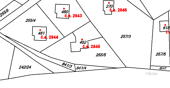 Těptín 2845, Kamenice na parcele st. 462 v KÚ Těptín, Katastrální mapa