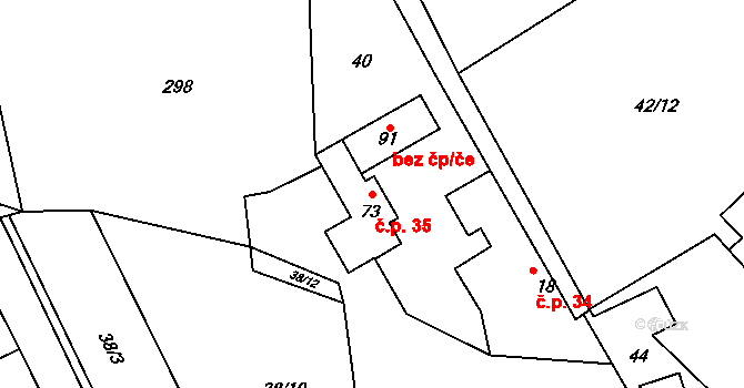 Vlčí Pole 35, Dolní Bousov na parcele st. 73 v KÚ Vlčí Pole, Katastrální mapa