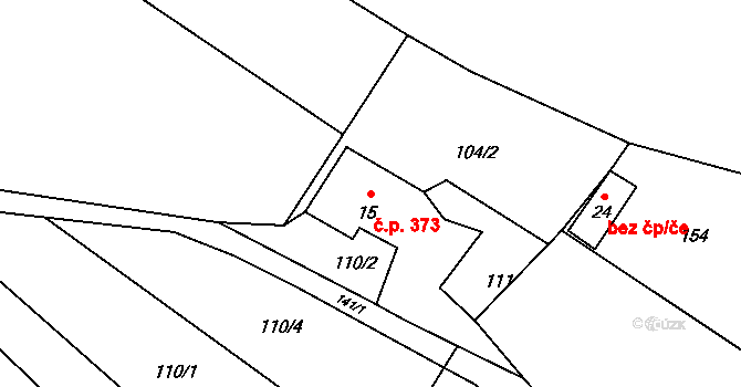 Březová nad Svitavou 373 na parcele st. 15 v KÚ Moravská Dlouhá, Katastrální mapa