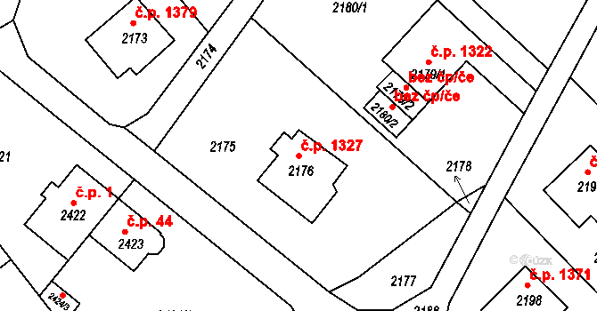 Děčín VI-Letná 1327, Děčín na parcele st. 2176 v KÚ Podmokly, Katastrální mapa