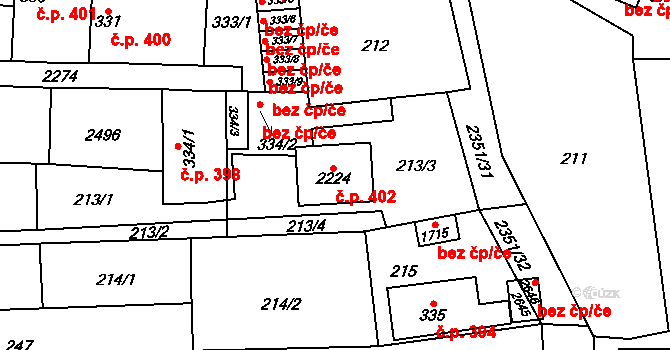 Uničov 402 na parcele st. 2224 v KÚ Uničov, Katastrální mapa