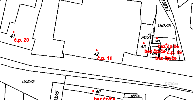 Tupesy 11, Radošovice na parcele st. 42 v KÚ Tupesy, Katastrální mapa