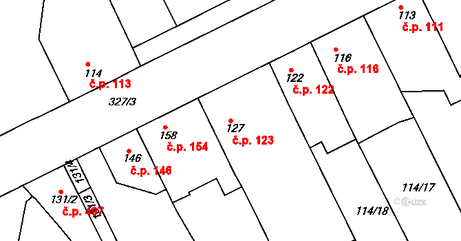 Litol 123, Lysá nad Labem na parcele st. 127 v KÚ Litol, Katastrální mapa