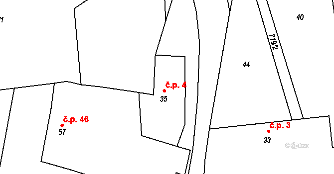 Holušice 4, Sedlice na parcele st. 35 v KÚ Holušice u Mužetic, Katastrální mapa