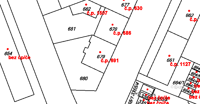 Duchcov 691 na parcele st. 679 v KÚ Duchcov, Katastrální mapa