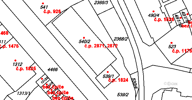 Trnovany 2871,2872, Teplice na parcele st. 540/2 v KÚ Teplice-Trnovany, Katastrální mapa
