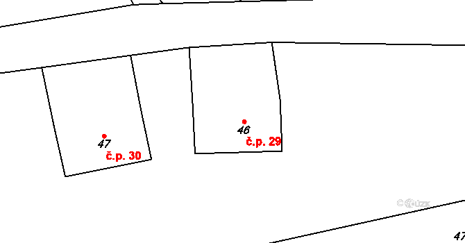 Pelhřimov 29, Cheb na parcele st. 46 v KÚ Dolní Pelhřimov, Katastrální mapa