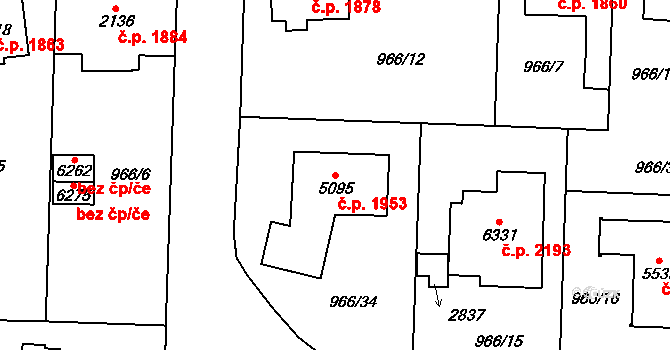 Cheb 1953 na parcele st. 5095 v KÚ Cheb, Katastrální mapa