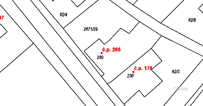 Černilov 265 na parcele st. 280 v KÚ Černilov, Katastrální mapa