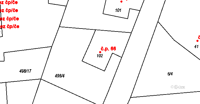 Ještětice 66, Solnice na parcele st. 102 v KÚ Ještětice, Katastrální mapa