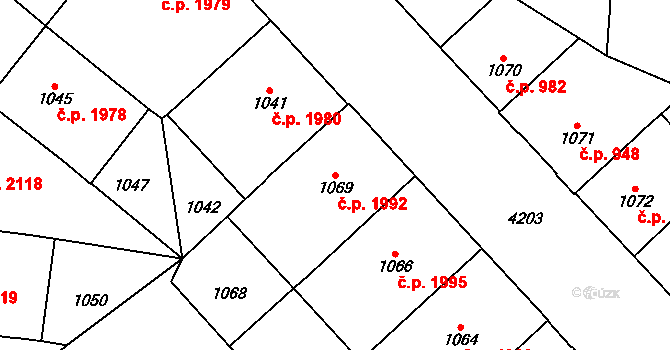 Vinohrady 1992, Praha na parcele st. 1069 v KÚ Vinohrady, Katastrální mapa