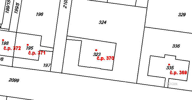 Košíře 370, Praha na parcele st. 323 v KÚ Košíře, Katastrální mapa