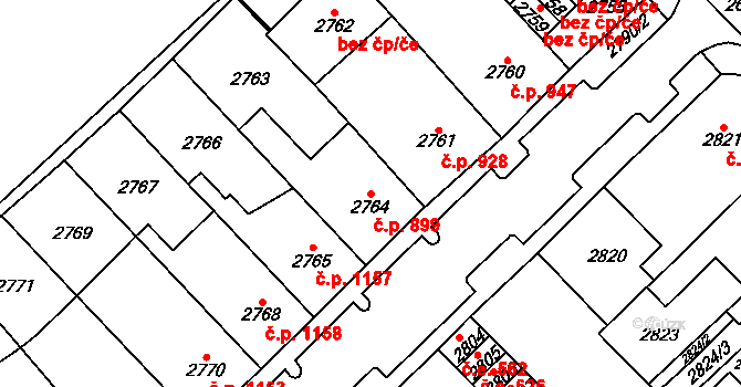 Chomutov 899 na parcele st. 2764 v KÚ Chomutov I, Katastrální mapa